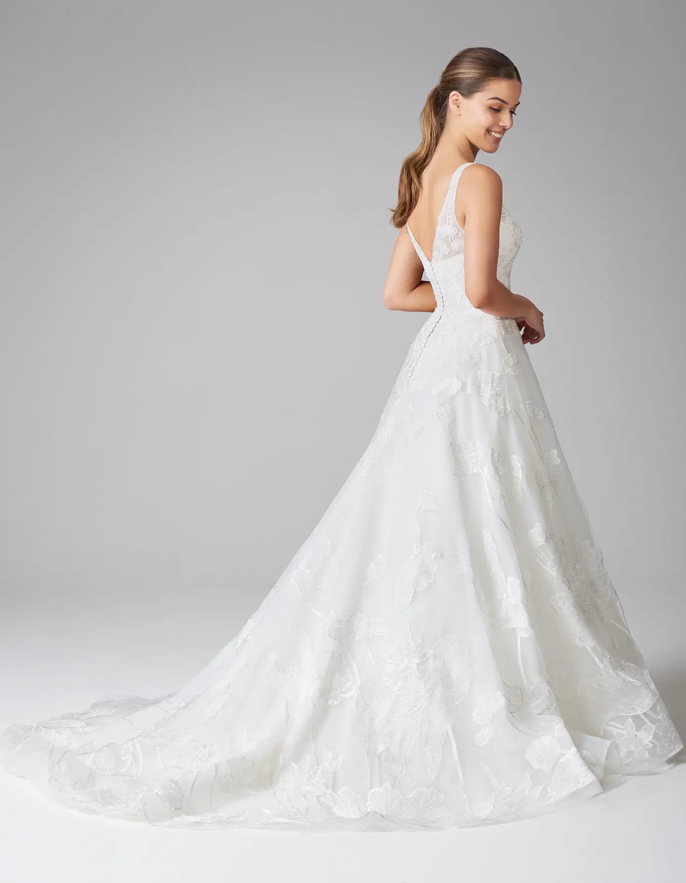 DingJiDress a statement floral lace gown Wedding Dresses