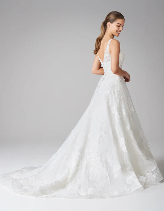 DingJiDress a statement floral lace gown Wedding Dresses