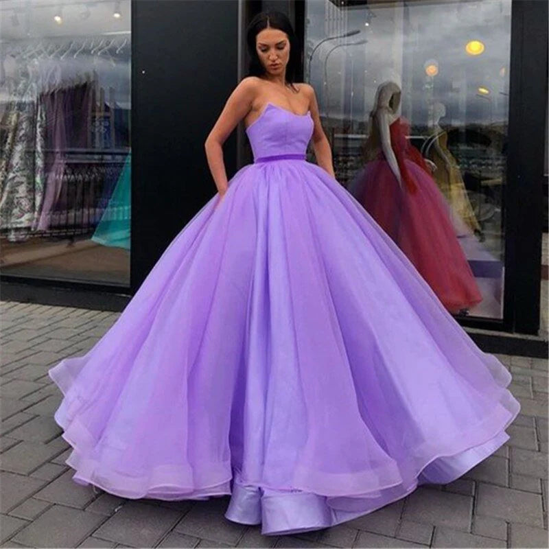 DingJiDress Prom Dresses Ball Gown Sweetheart Organza Sweep Train