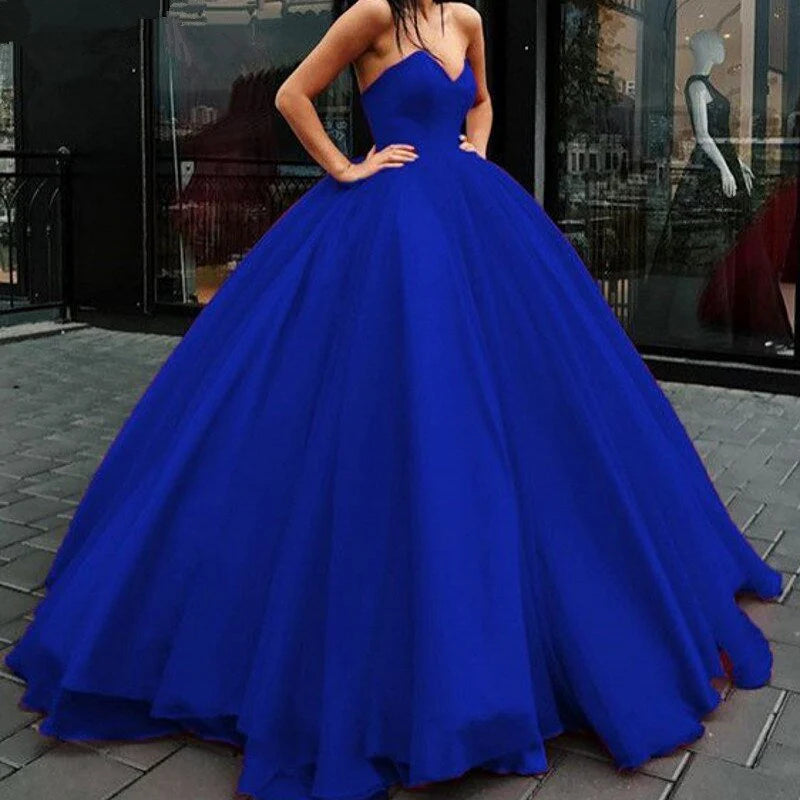 DingJiDress Prom Dresses Ball Gown Sweetheart Organza Sweep Train