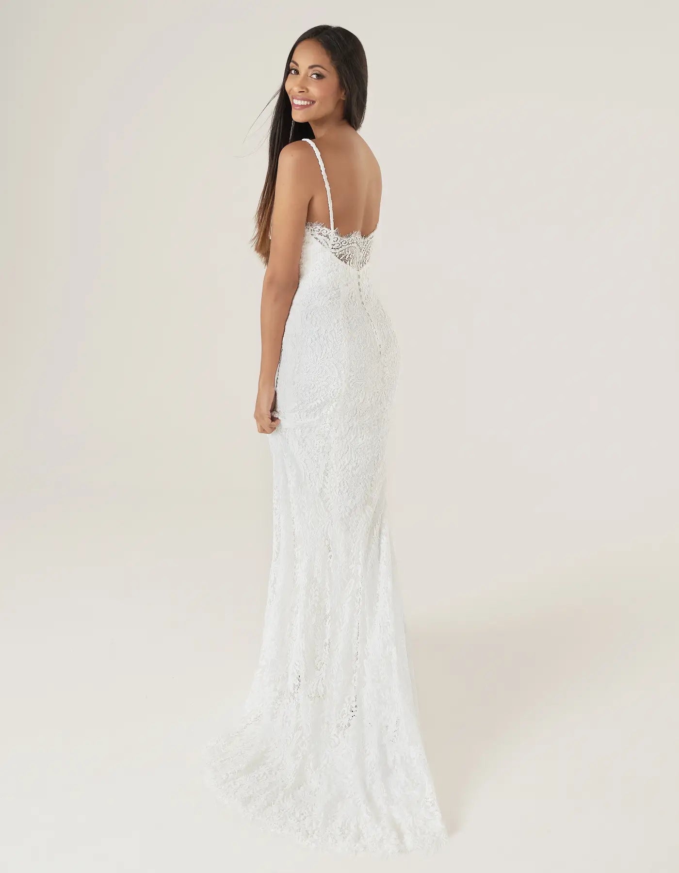 DingJiDress a stretch lace sheath with eyelash detail Wedding Dresses