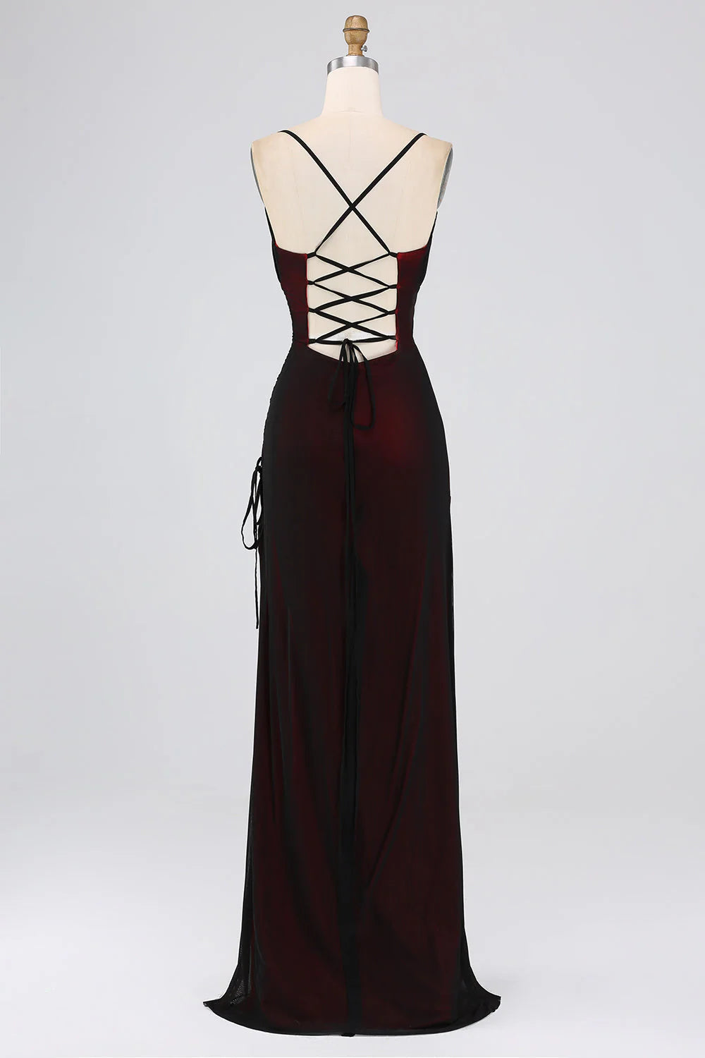 DingJiDress Black Red Sheath Wedding Guest Dresses Spaghetti Straps Floor Length Bridesmaid Dress With Elasticity