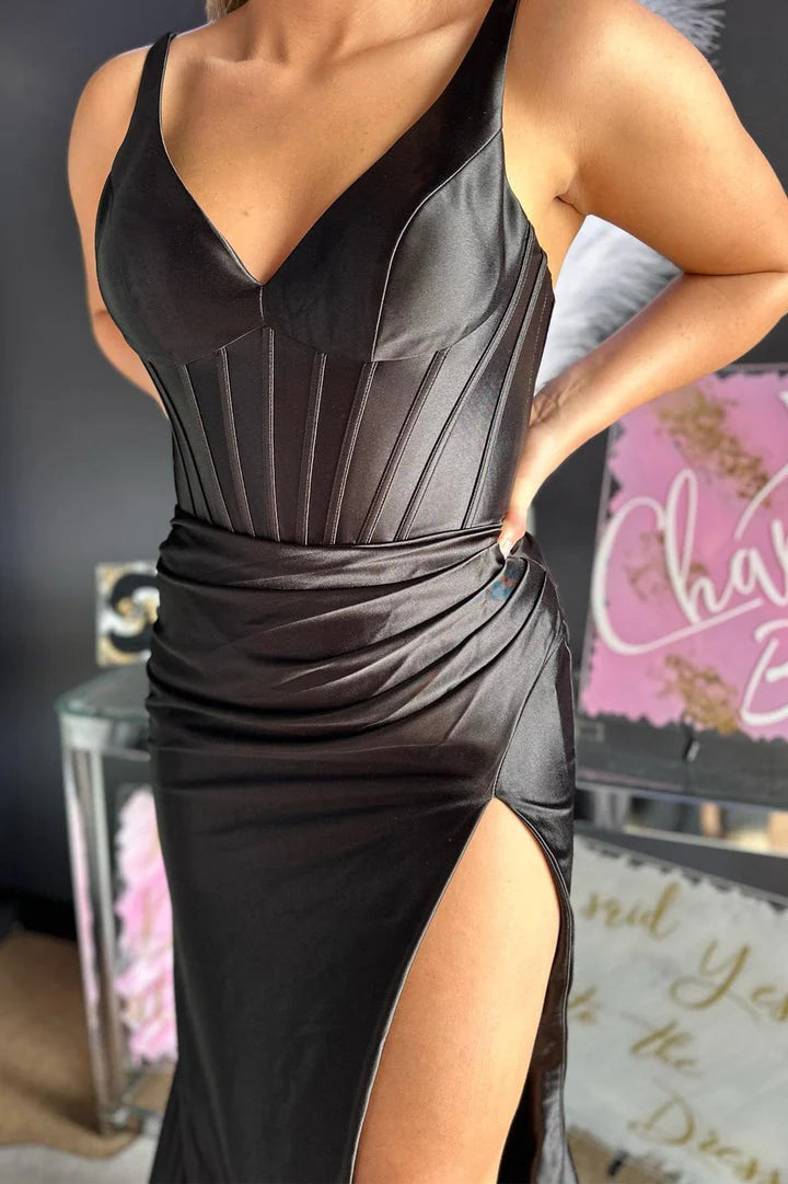 DingJiDress Prom Dresses Floor-Length Sleeveless V-Neck Mermaid Backless Strap