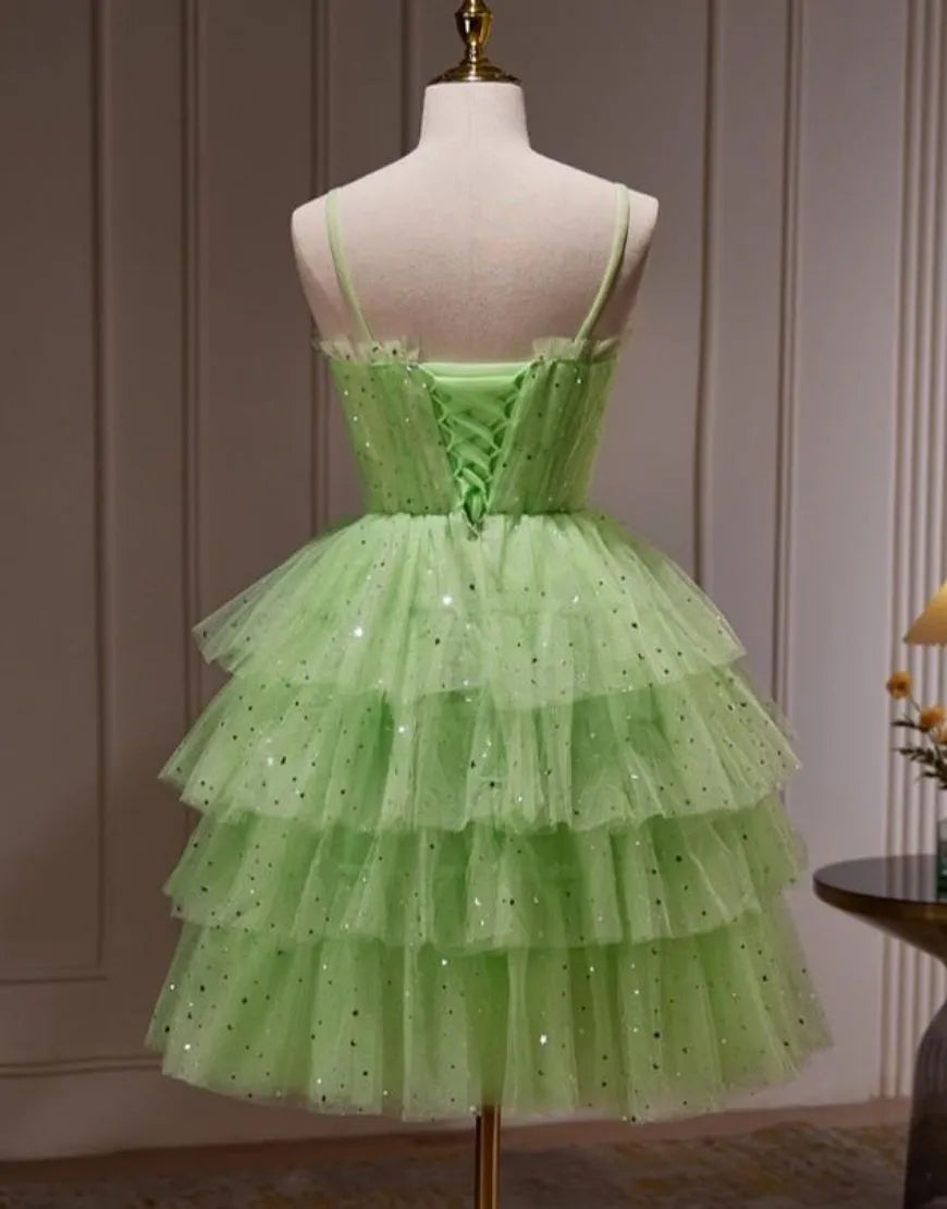 DingJiDress Cute A-Line Four Layers Corset Back Homecoming Dress