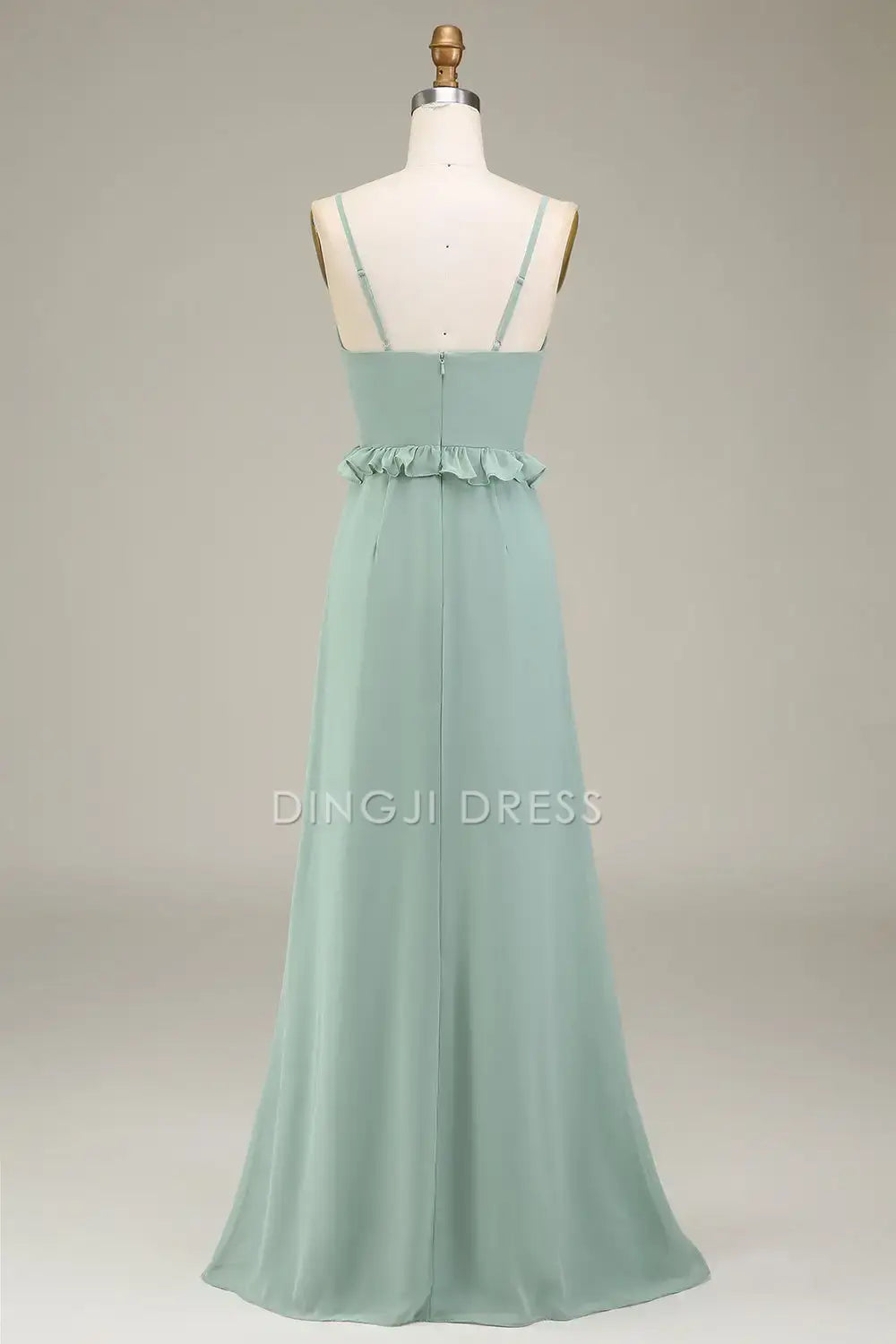 DingJiDress A-Line V-Neck Spaghetti Strap With Ruffles Elegant Party Dress Hot Sale Prom Dress