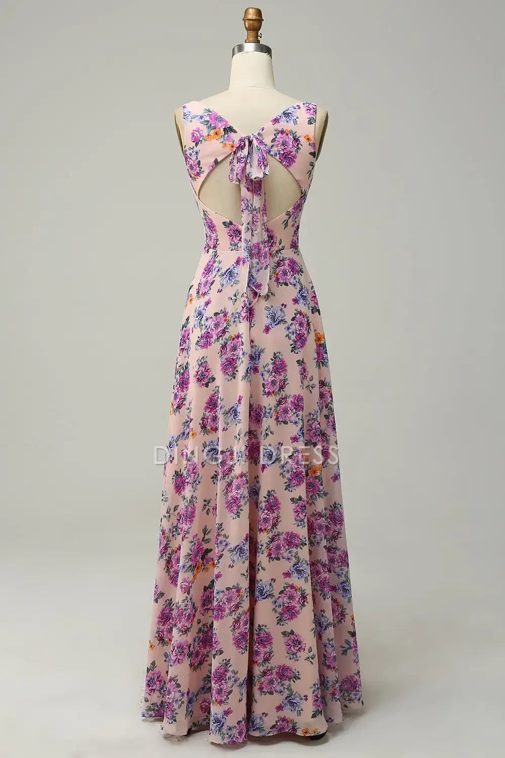 DingJiDress A Line Square Neck Sleeveless Retro Floral Printing With Open Back Party Dress Hot Sale Prom Dress