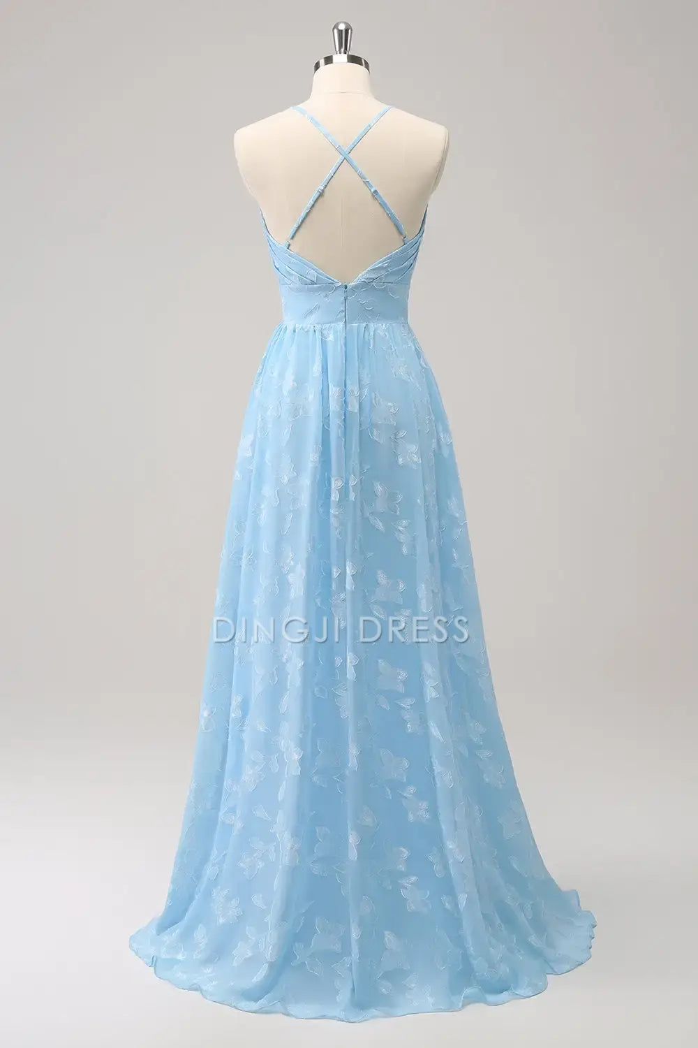 DingJiDress A Line V Neck Spaghetti Straps Pleated Backless Fantastic Butterfly Printing Exquisite Party Dress Hot Sale Prom Dress