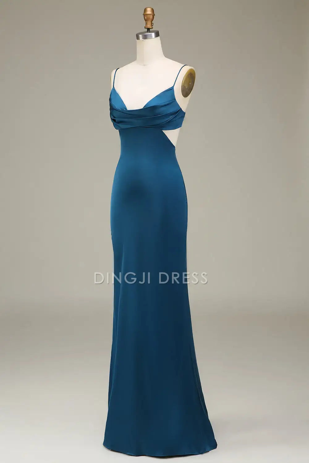 DingJiDress Charming Mermaid Sheath Spaghetti Straps Low-Cut Backless Elegant Party Dress Hot Sale Prom Dress