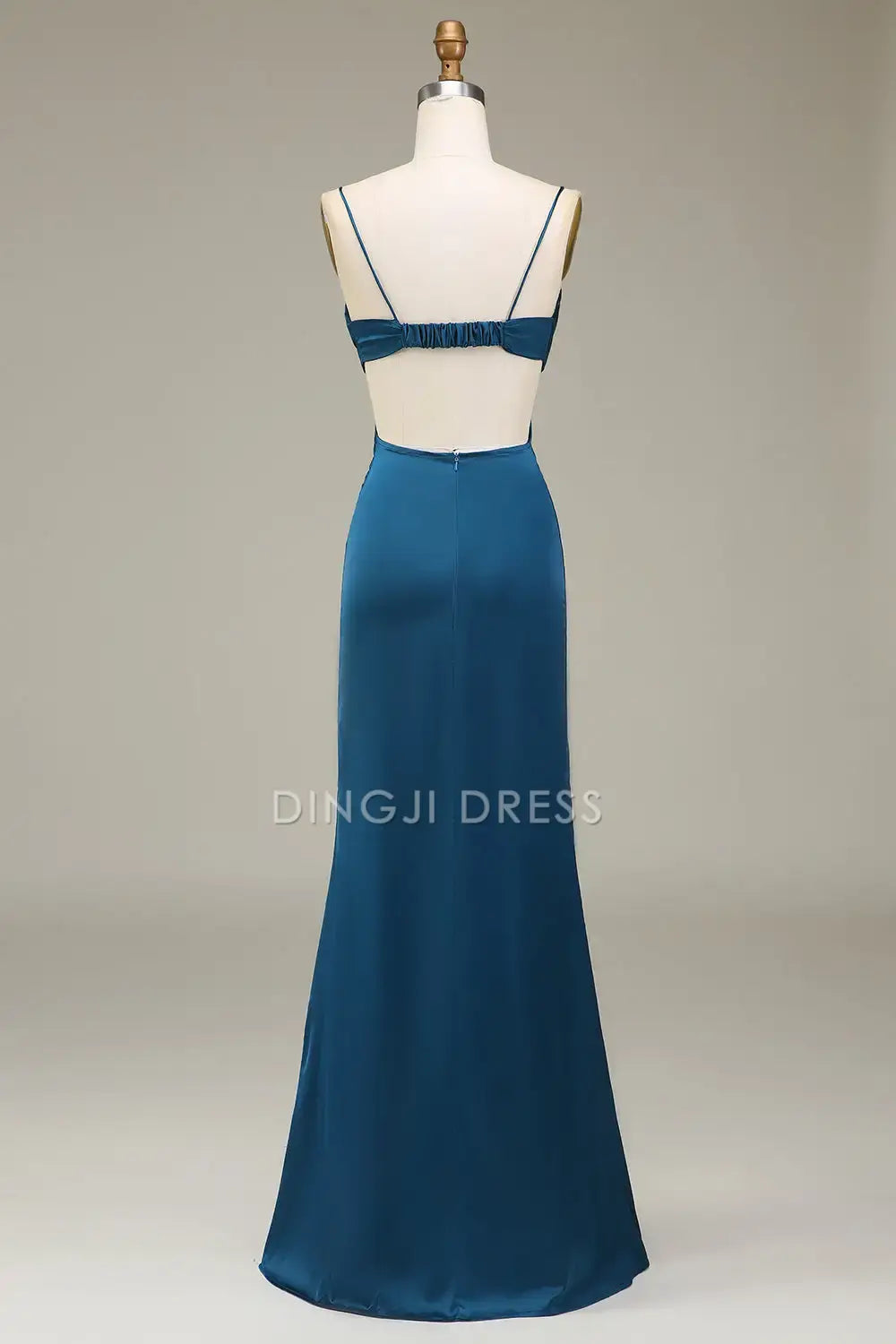 DingJiDress Charming Mermaid Sheath Spaghetti Straps Low-Cut Backless Elegant Party Dress Hot Sale Prom Dress
