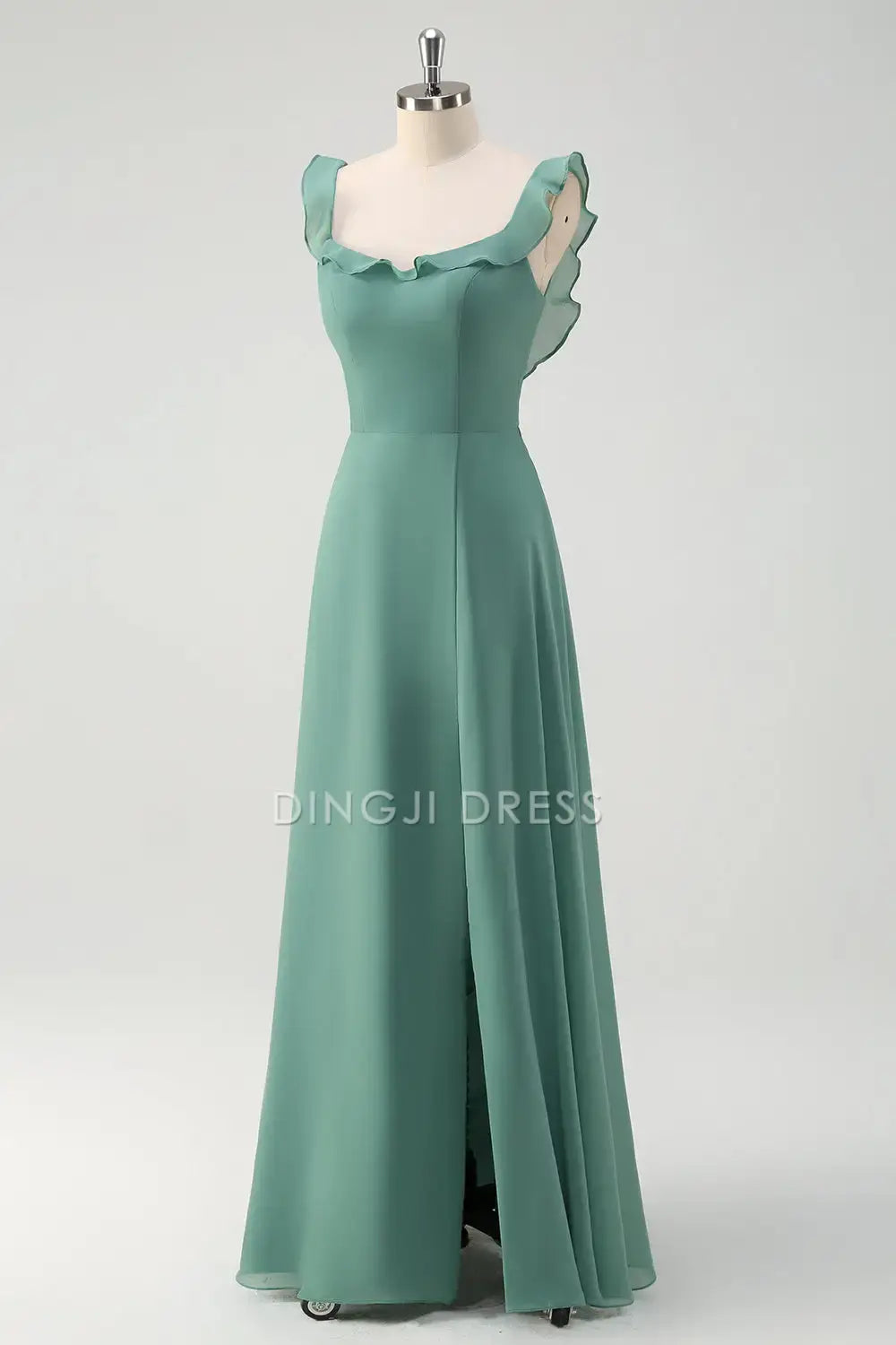 DingJiDress Hot Sale Prom Dress A-Line Flounce Shoulder Strap Backless With Slit Elegant Formal Dresses