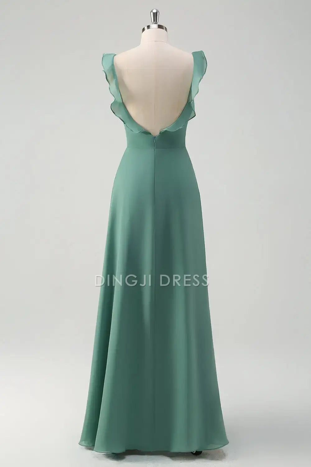 DingJiDress Hot Sale Prom Dress A-Line Flounce Shoulder Strap Backless With Slit Elegant Formal Dresses