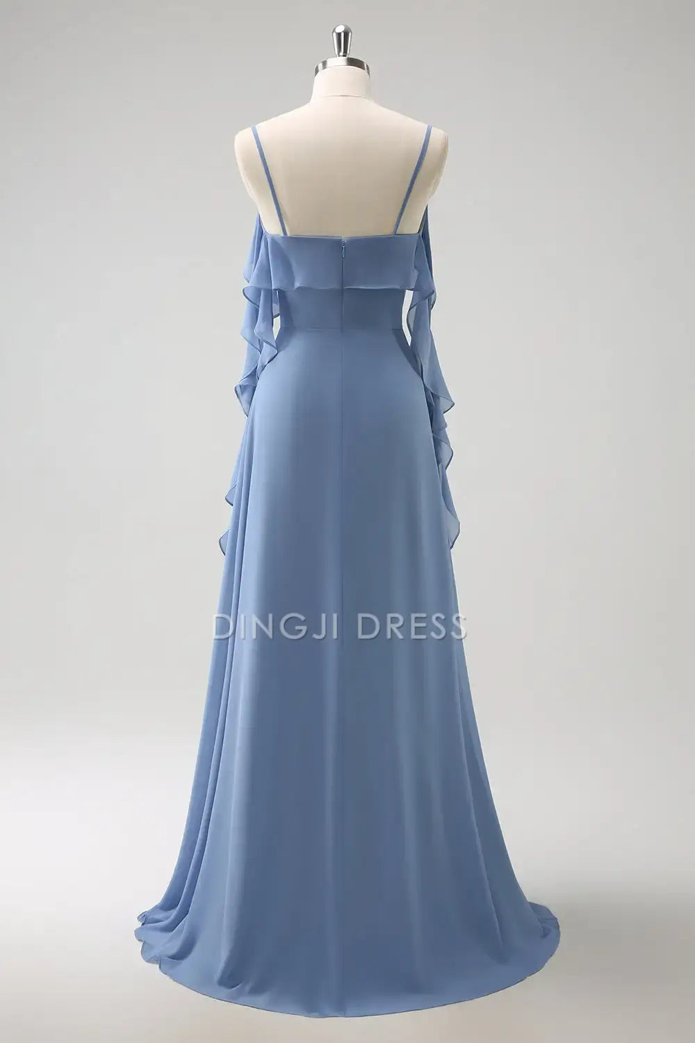 DingJiDress Hot Sale Prom Dress A-Line Spaghetti Straps Ruched With Slit Fantastic Flowy Long Formal Dresses