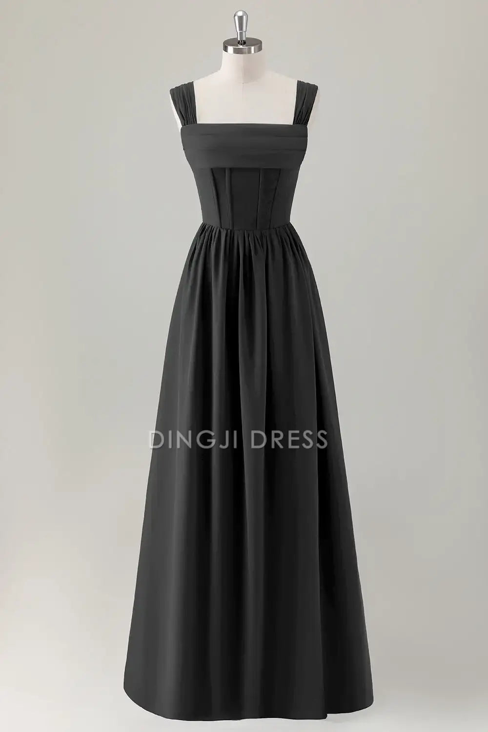 DingJiDress Hot Sale Prom Dress A-Line Square Neck Pleated Corset Lace Up Back Elegant Long Formal Dresses