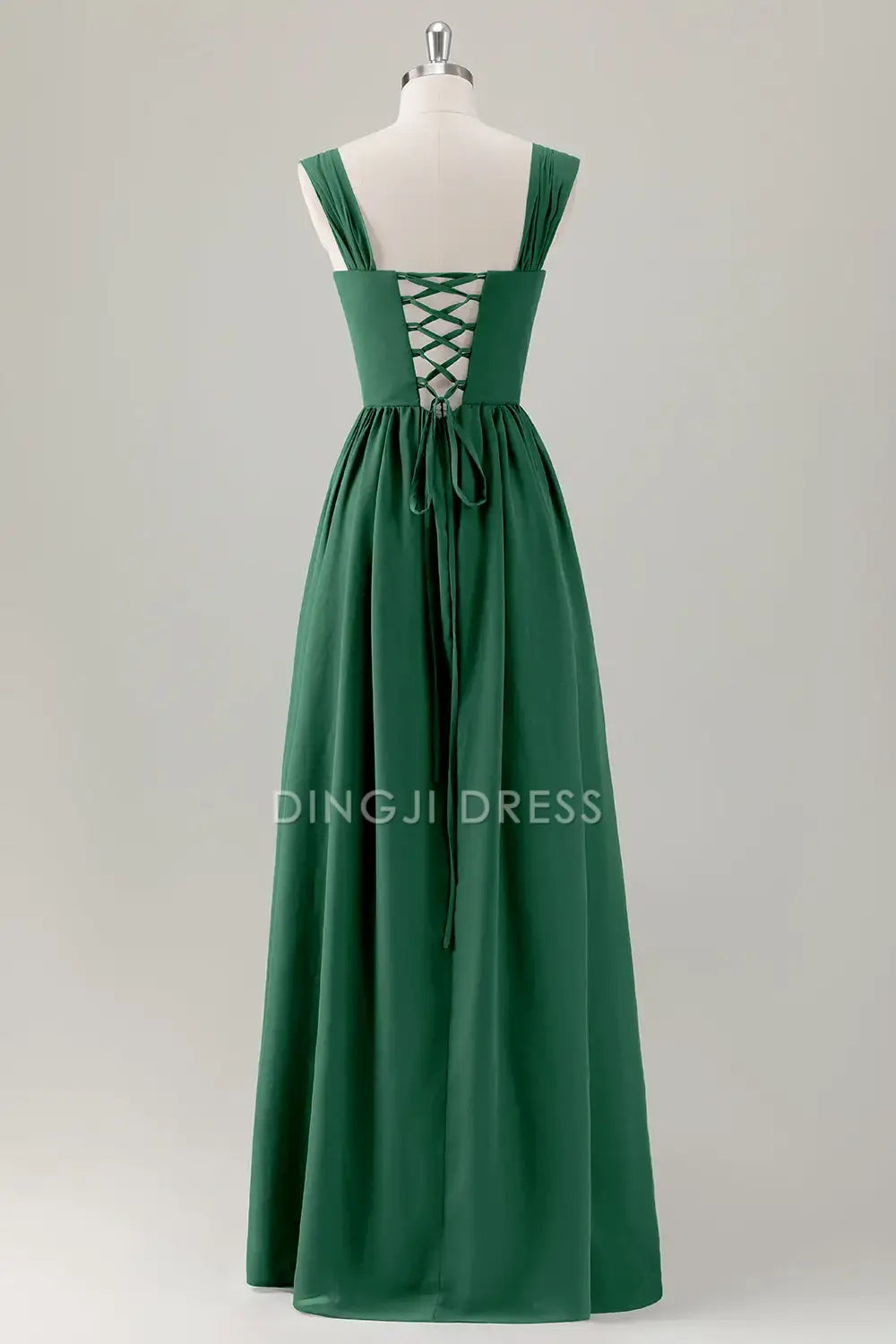 DingJiDress Hot Sale Prom Dress A-Line Square Neck Pleated Corset Lace Up Back Elegant Long Formal Dresses