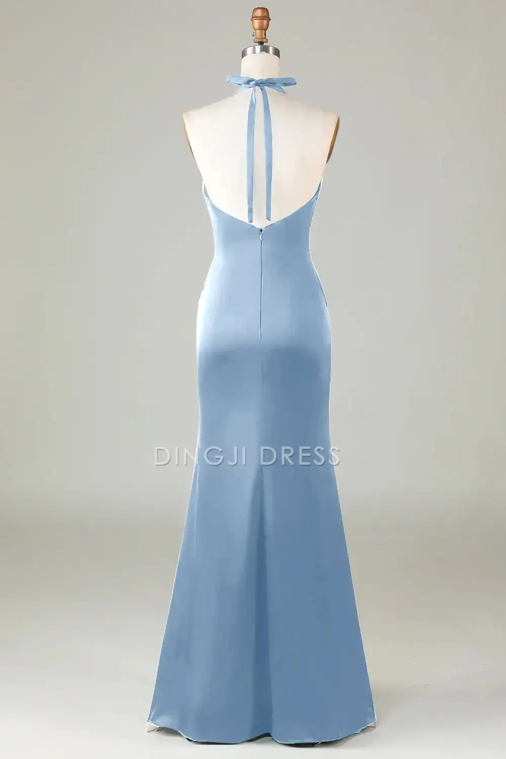 DingJiDress Hot Sale Prom Dress Mermaid Halter Deep V Neck Pleated Backless Elegant Long Formal Dresses