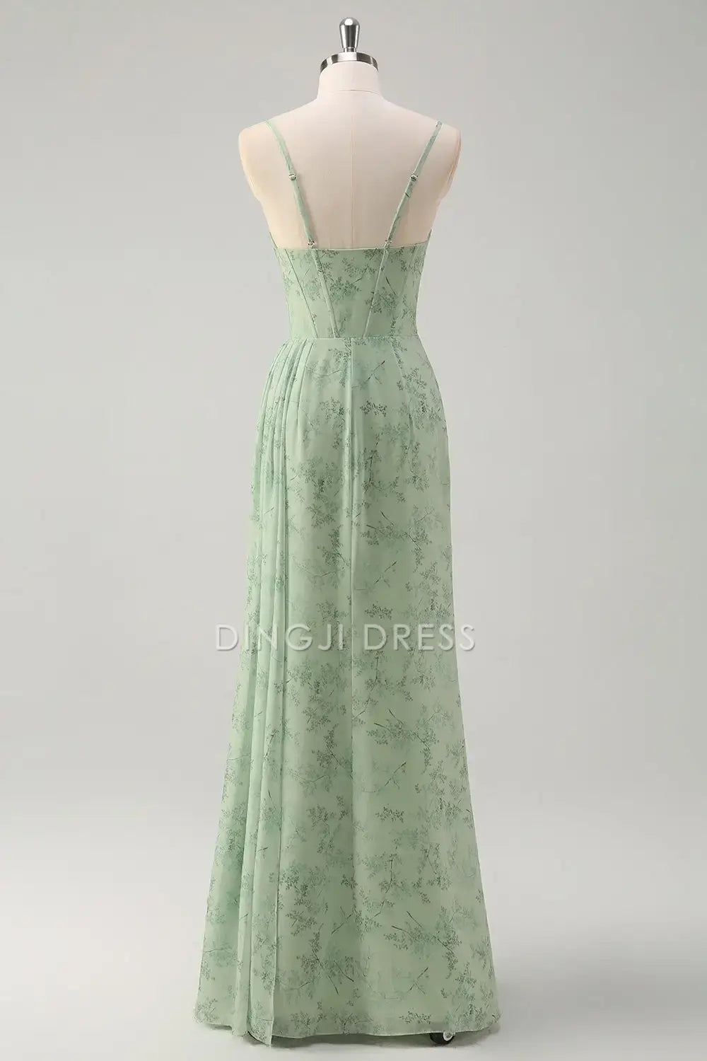 DingJiDress Hot Sale Prom Dress Sheath Corset Spaghetti Strap Pleated Floral Print With Slit Elegant Long Formal Dresses