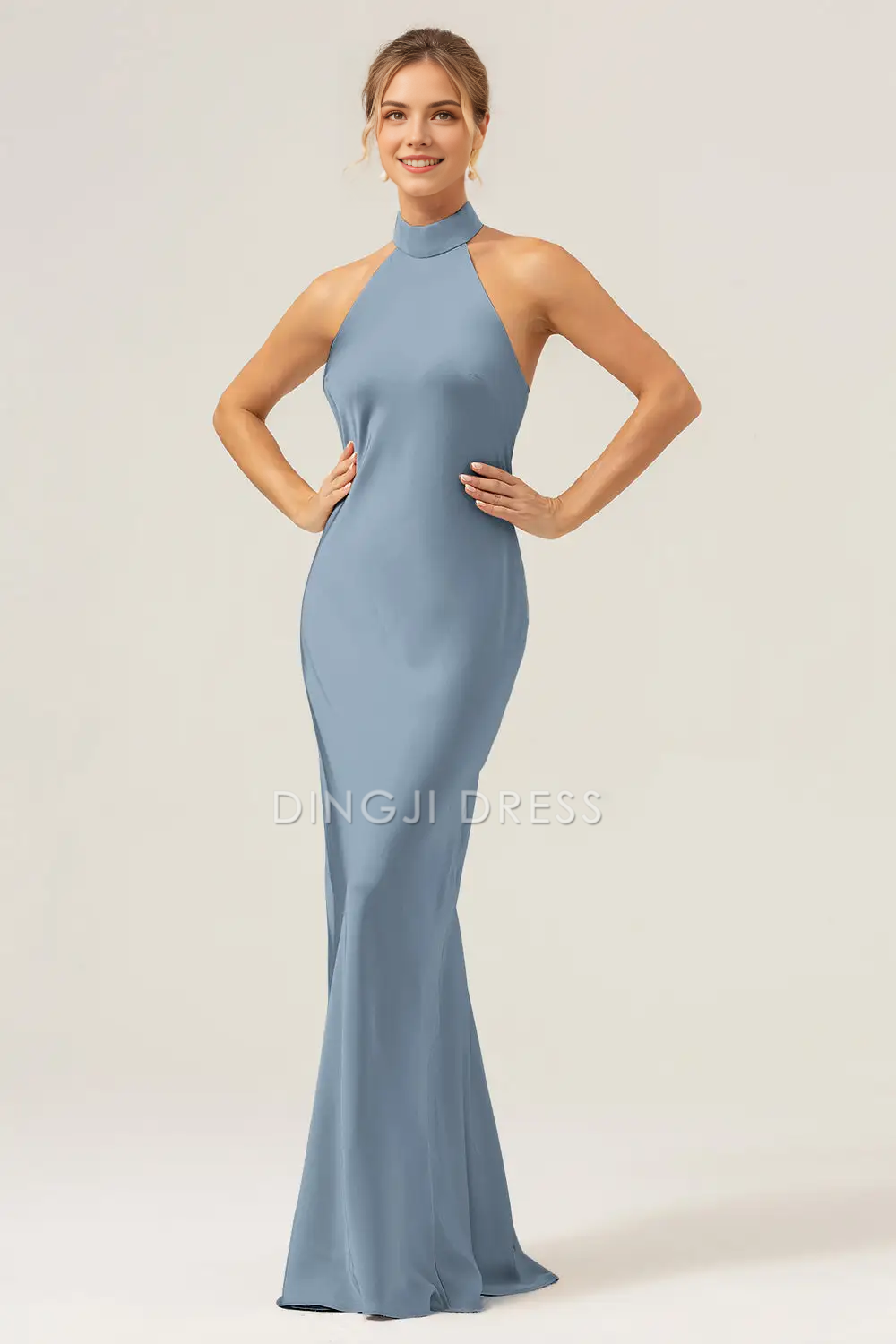 DingJiDress Hot Sale Prom Dress Sheath Halter Sleeveless Backless Back Slit Elegant Simple Long Formal Dresses