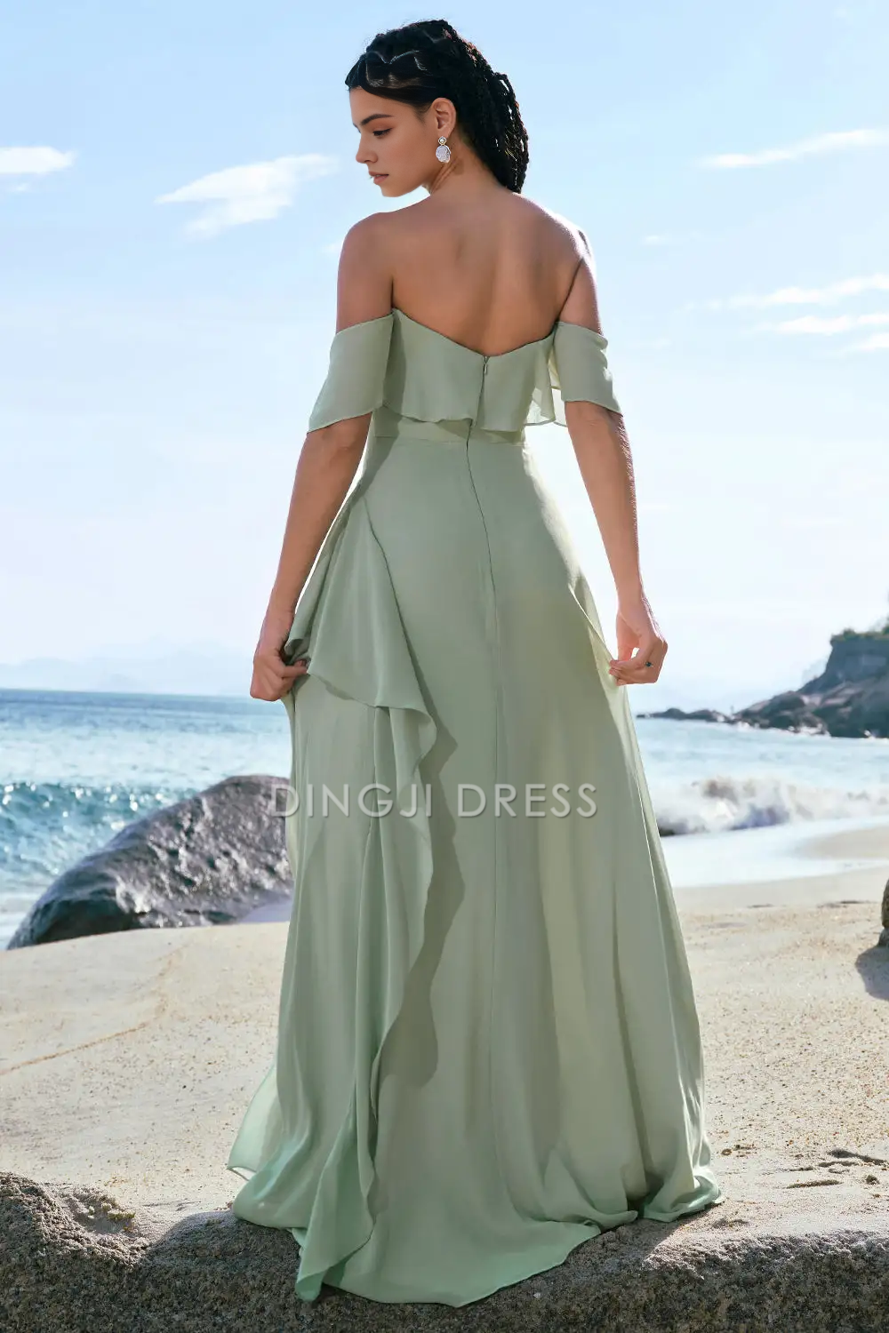 DingJiDress Hot Sale Prom Dress Sheath Off The Shoulder Sweetheart Ruched Backless Elegant Long Formal Dresses