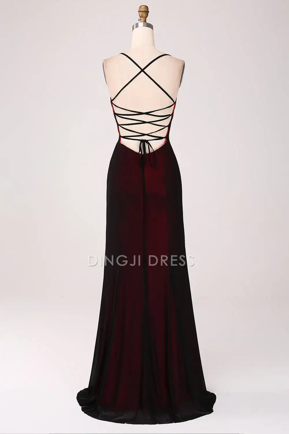 DingJiDress Hot Sale Prom Dress Sheath Spaghetti Strap Backless Lace-Up Back Sexy Formal Dresses