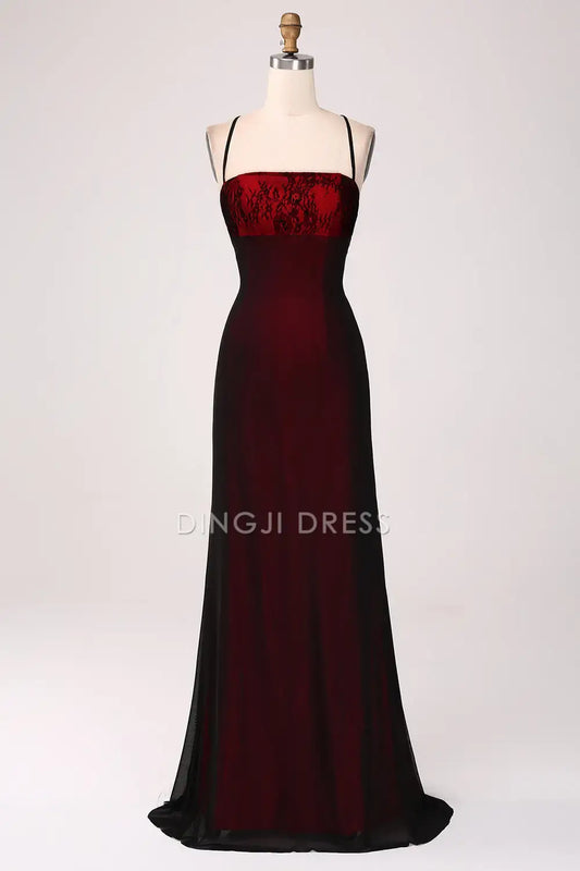 DingJiDress Hot Sale Prom Dress Sheath Spaghetti Strap Backless Lace-Up Back Sexy Formal Dresses