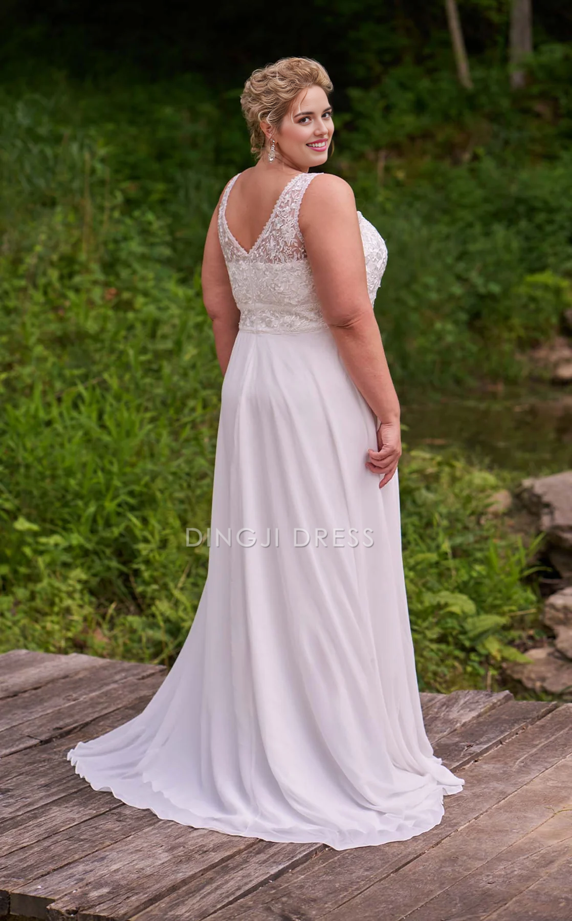 DingJiDress Hot Sale Wedding Dress Fashion A Line Sweetheart Neckline Sleeveless Lace Plus size Elegant Formal Wear Dresses