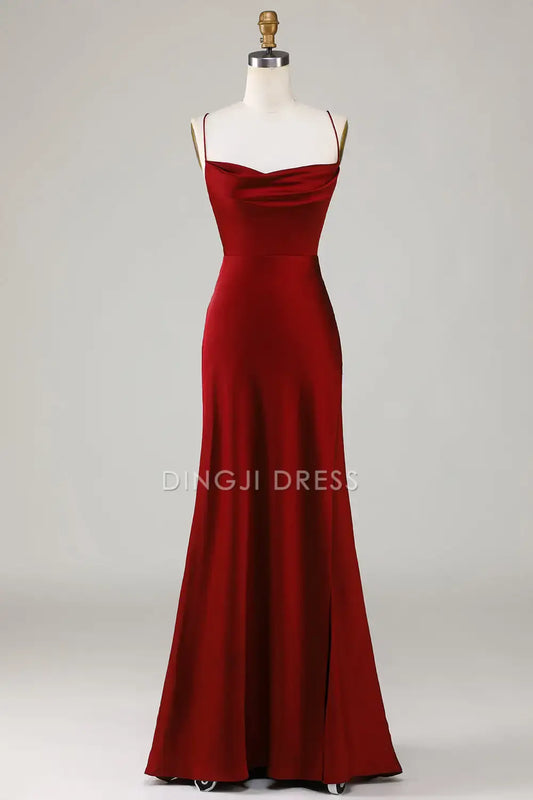 DingJiDress Mermaid Spaghetti Strap Backless Elegant Party Dress Hot Sale Prom Dress