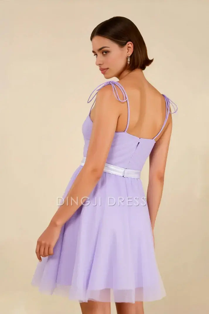 DingJiDress Mini Dress A-Line Spaghetti Straps Sweetheart Neckline Ribbon Ruched Cute Dress New Hot Sale Homecoming Dress