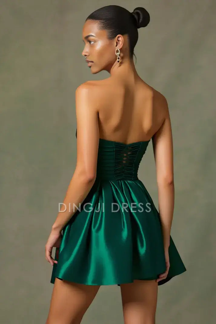 DingJiDress Mini Dress A-Line Strapless Sweetheart Neckline Pleated Backless Charming Dress New Hot Sale Homecoming Dress