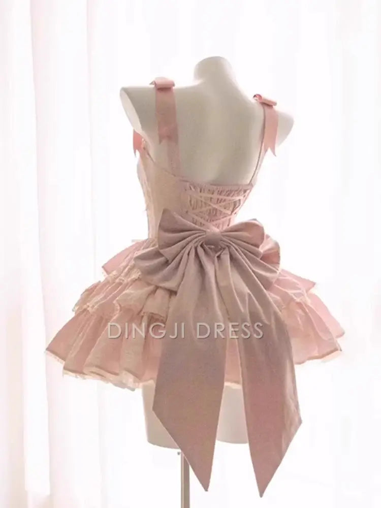 DingJiDress Mini Dress Cute Straps Sweetheart Neckline Sleeveless Bow Birthday Dresses Discount Hot Sale Homecoming Dress