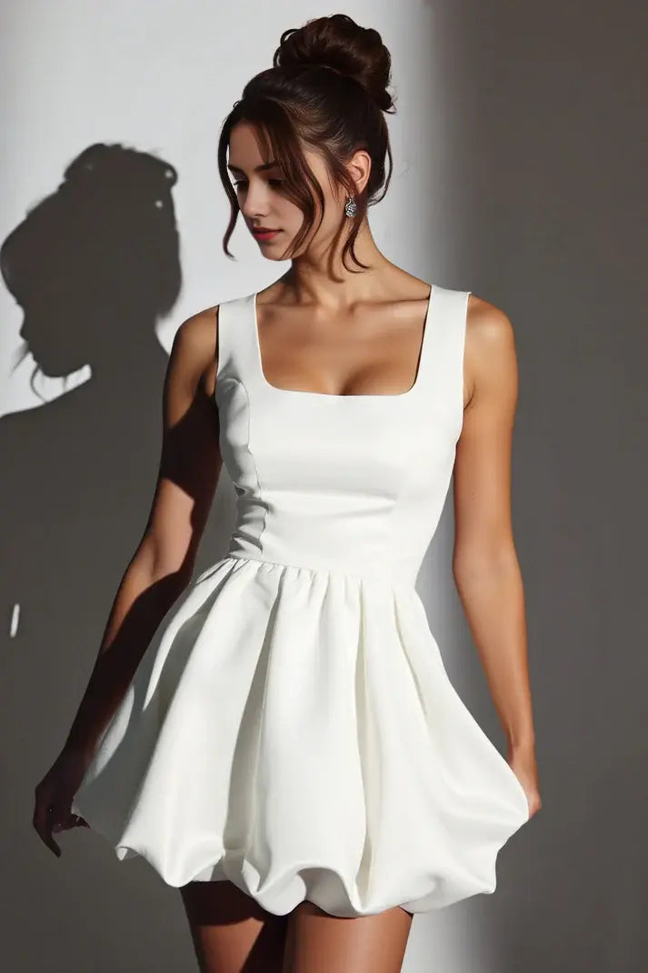 DingJiDress Mini Dresses Fashion A-Line Square Neck Wide Shoulder Straps Sleeveless Cute Bubble-Hem Cocktail Dress Hot Sale Homecoming Dress