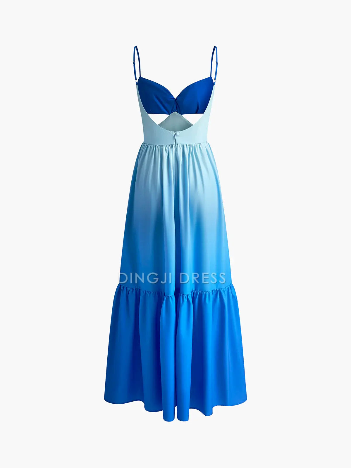 DingJiDress Party Dress A Line Spaghetti Strap Backless Cutout Pleated Cute Long Dress Hot Sale Prom Dress