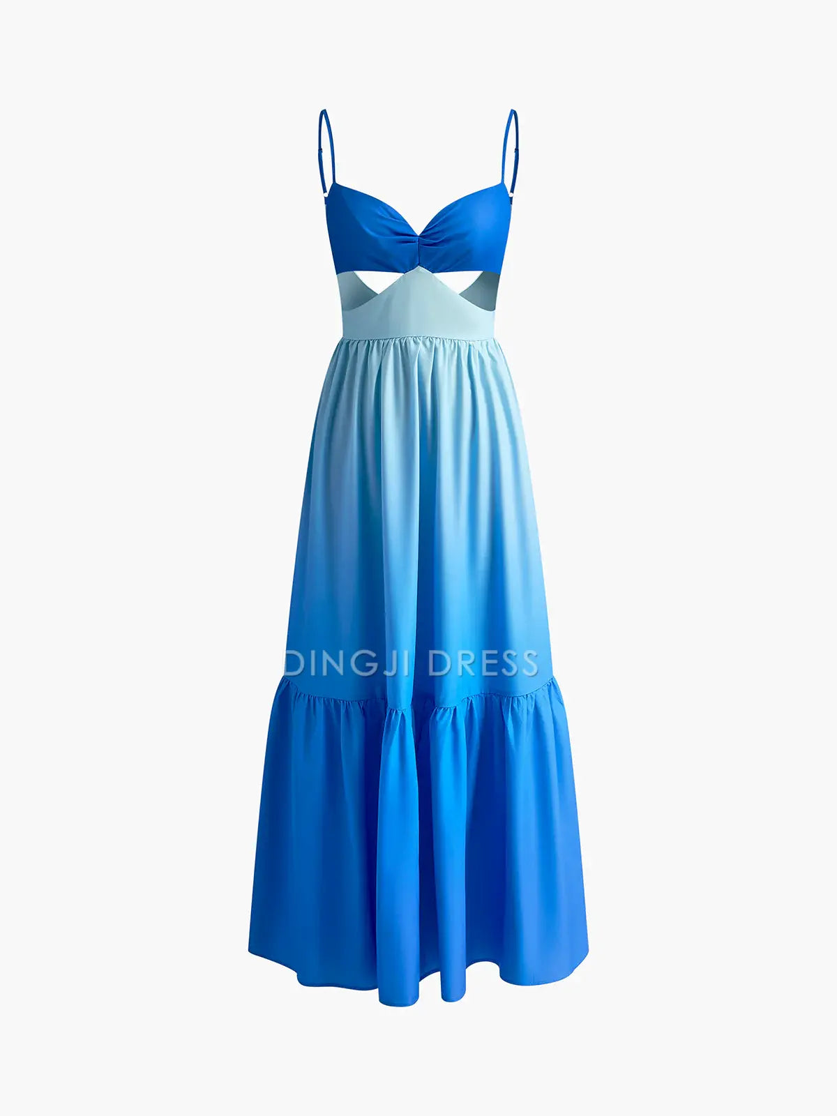 DingJiDress Party Dress A Line Spaghetti Strap Backless Cutout Pleated Cute Long Dress Hot Sale Prom Dress