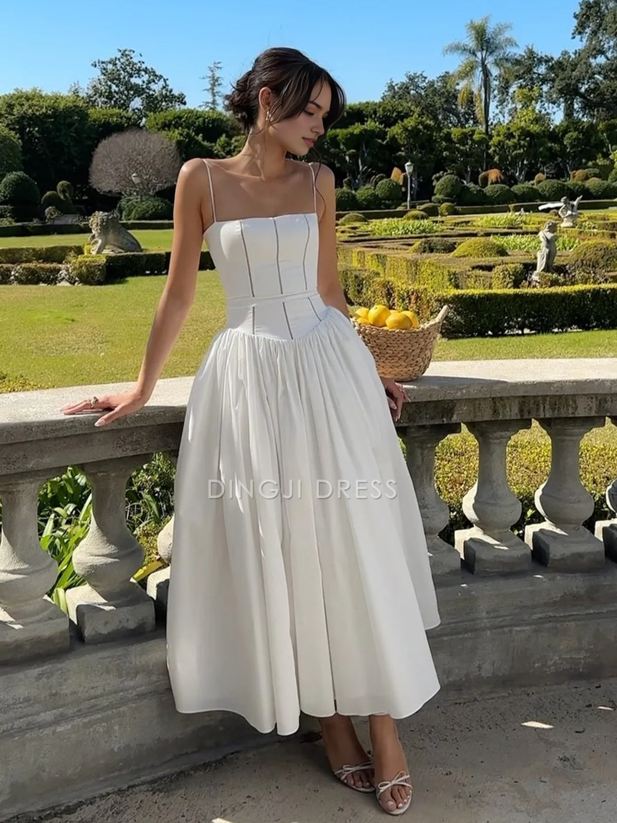 DingJiDress Party Dress A Line Spaghetti Strap Low-Cut Elegant Simple Hot Sale Prom Dress