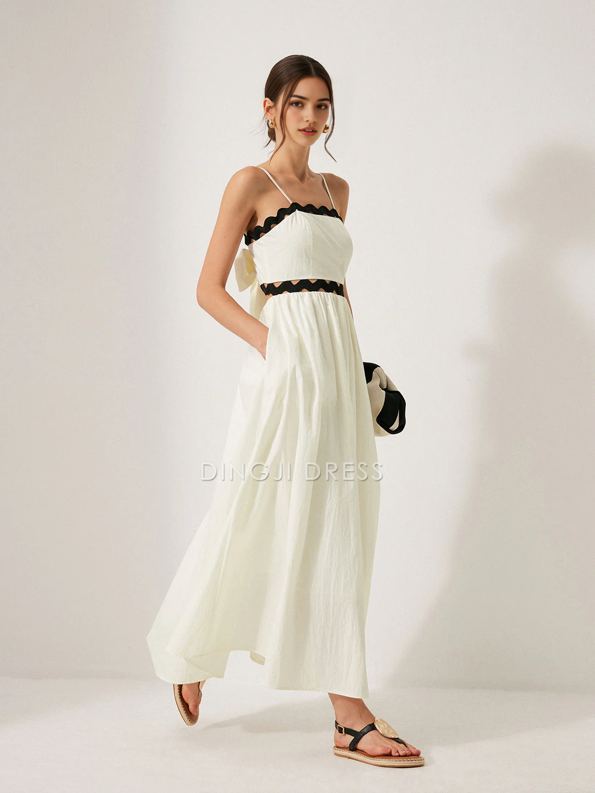 DingJiDress Party Dress A Line Spaghetti Strap Scalloped Trim Back Tie Backless Elegant Dress Hot Sale Prom Dress