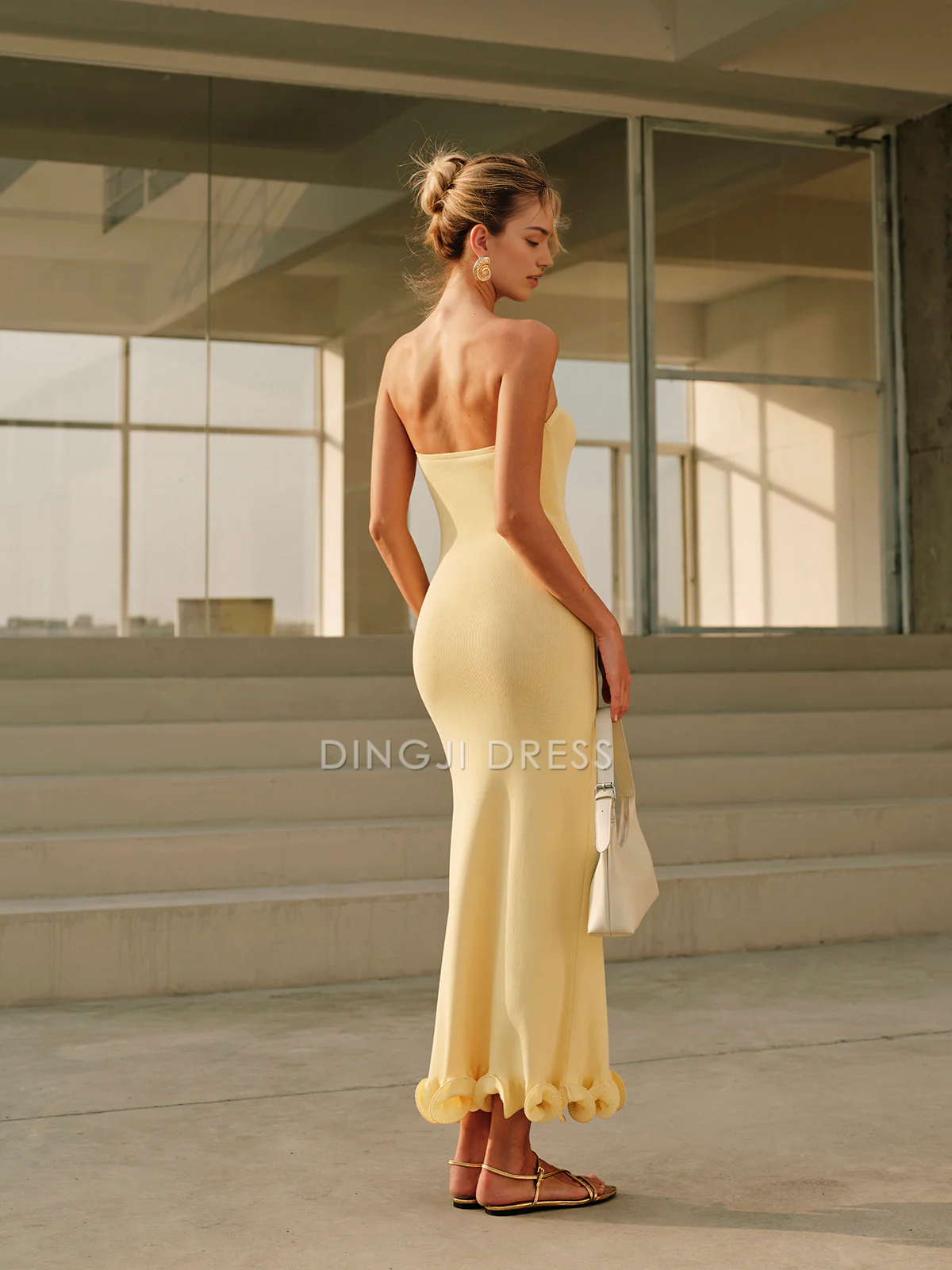 DingJiDress Party Dress Charming Mermaid Strapless Backless Ruched Hemline Exquisite Hot Sale Prom Dress