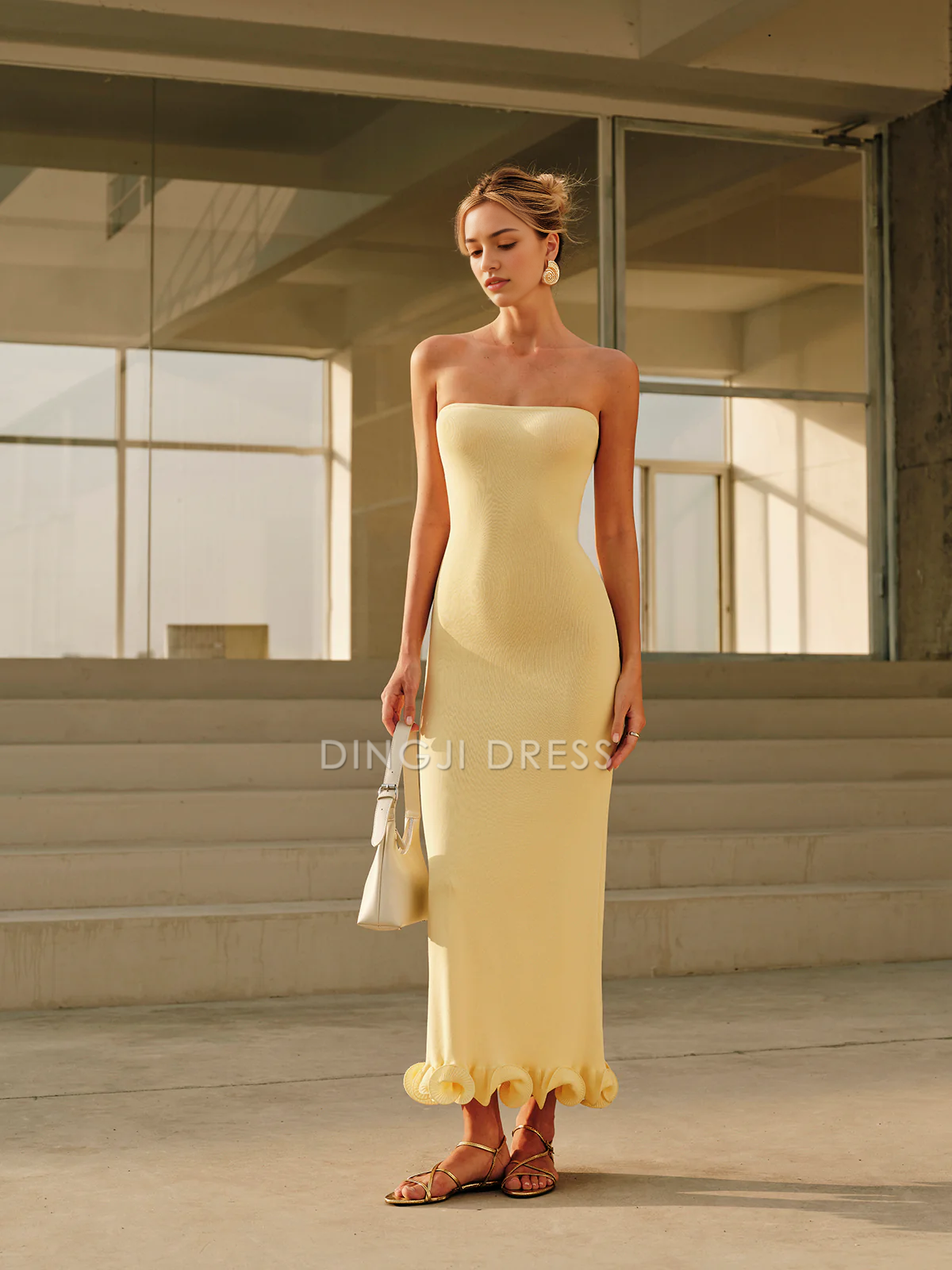 DingJiDress Party Dress Charming Mermaid Strapless Backless Ruched Hemline Exquisite Hot Sale Prom Dress