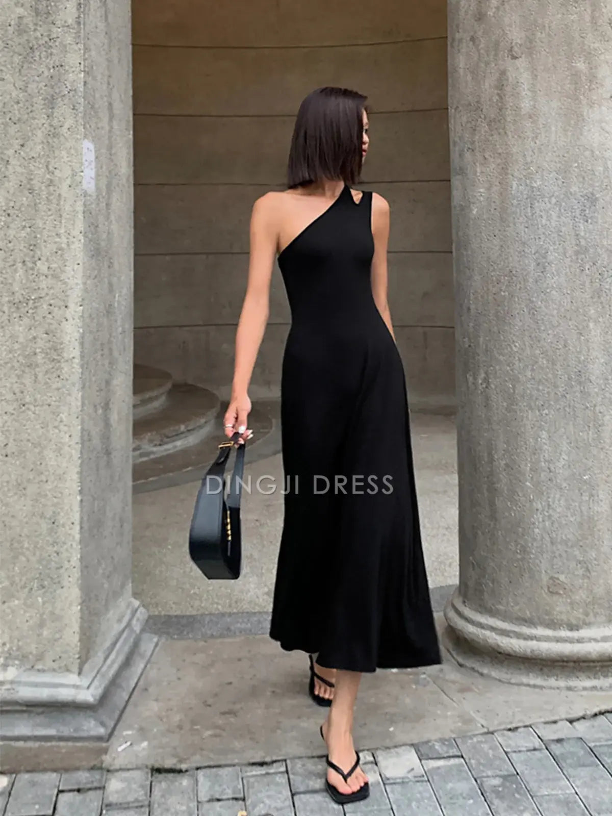 DingJiDress Party Dress Elegant Sheath Cutout One-Shoulder Backless Simple Long Dress Hot Sale Prom Dress