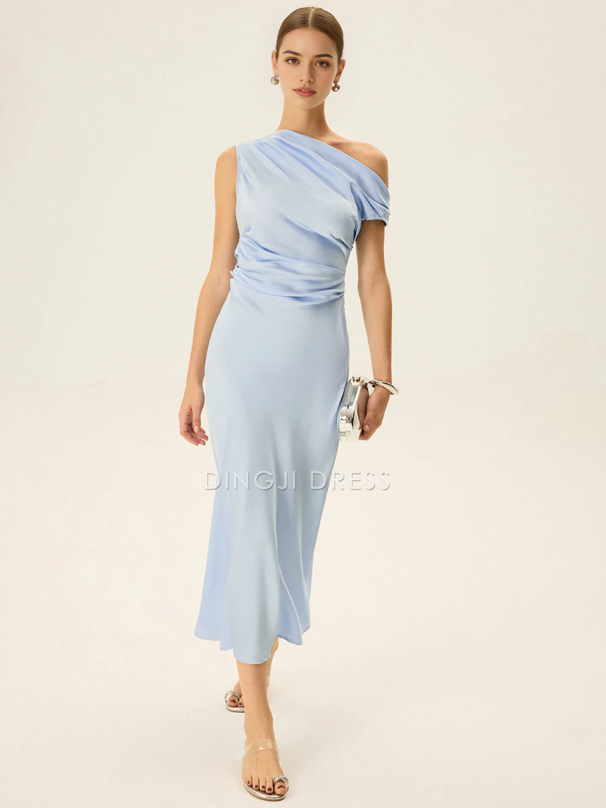 DingJiDress Party Dress Fashion Sheath/Column One-Shoulder Pleated Elegant Simple Dress Hot Sale Prom Dress
