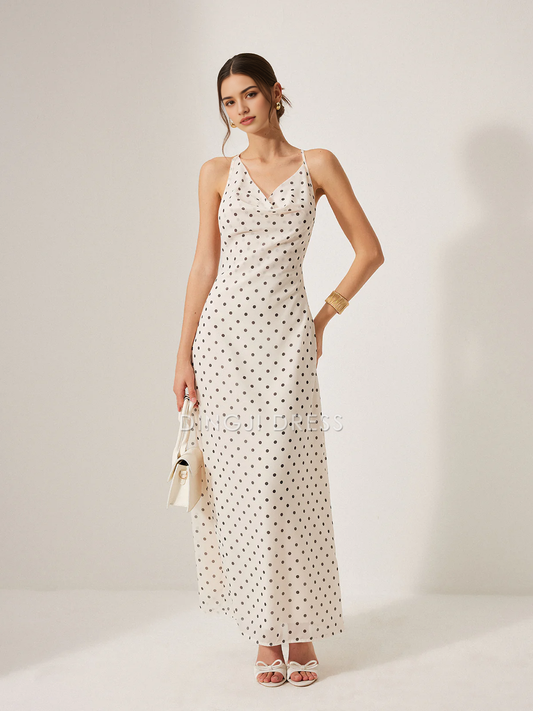 DingJiDress Party Dress Sheath/Column V Neck Backless Polka Dot Tie Fashion Dress Hot Sale Prom Dress