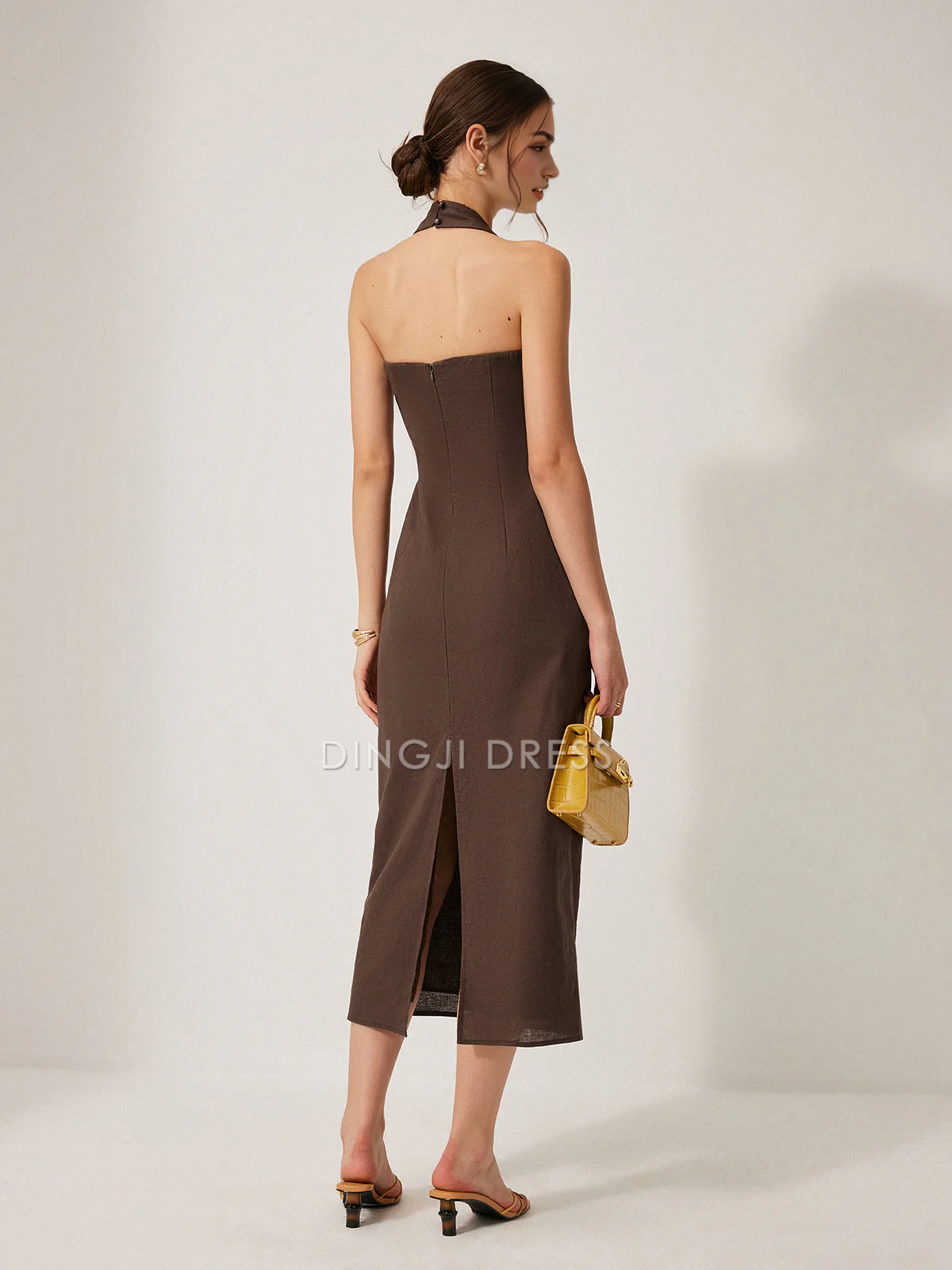 DingJiDress Party Dress Sheath Halter Backless Split Dress Elegant Simple Hot Sale Prom Dress