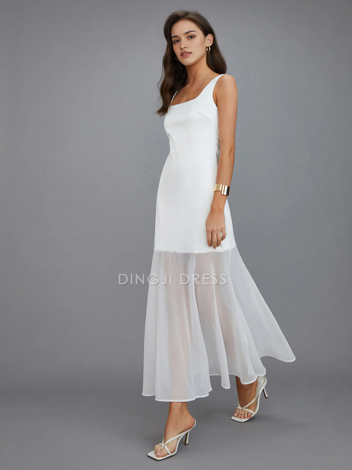 DingJiDress Party Dress Sheath Square Neck Sleeveless Elegant Simple Hot Sale Prom Dress