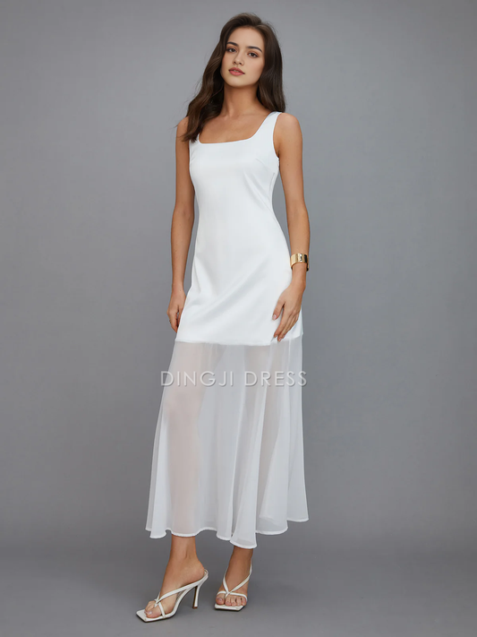 DingJiDress Party Dress Sheath Square Neck Sleeveless Elegant Simple Hot Sale Prom Dress