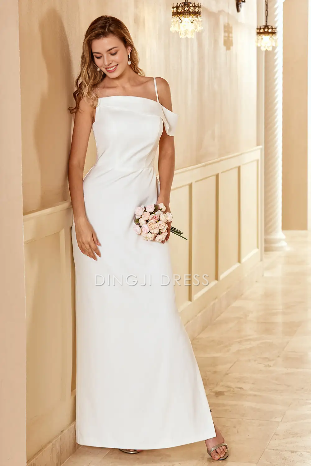 DingJiDress Sheath Spaghetti Straps Off Shoulder Side Fork Elegant Party Dress Hot Sale Prom Dress