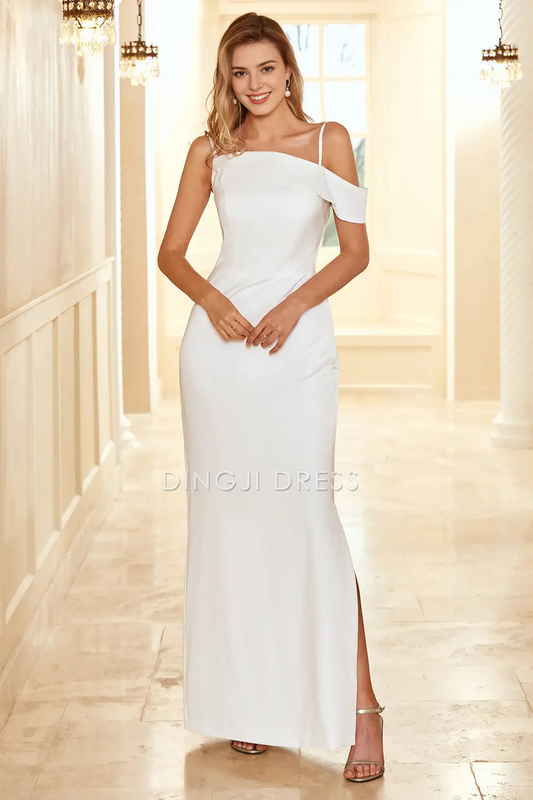 DingJiDress Sheath Spaghetti Straps Off Shoulder Side Fork Elegant Party Dress Hot Sale Prom Dress