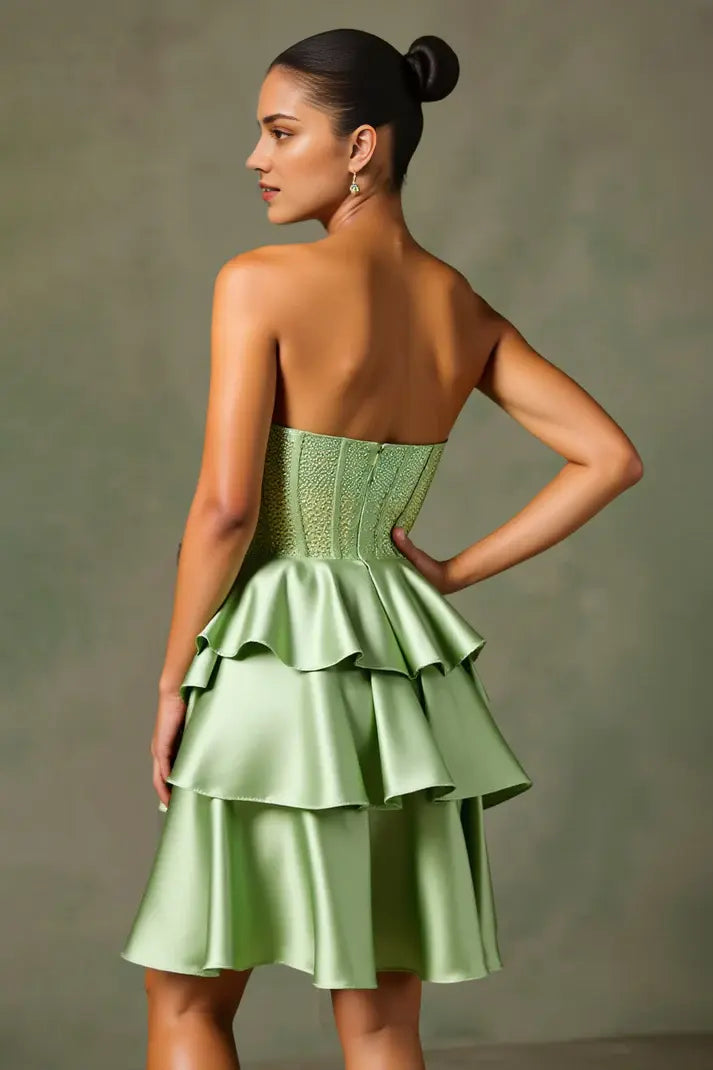 DingJiDress Shimmering A-Line Sweetheart Neck Strapless Sequins Bodice Tiered Ruched Dresses Exquisite Cocktail Dress New Hot Sale Homecoming Dress