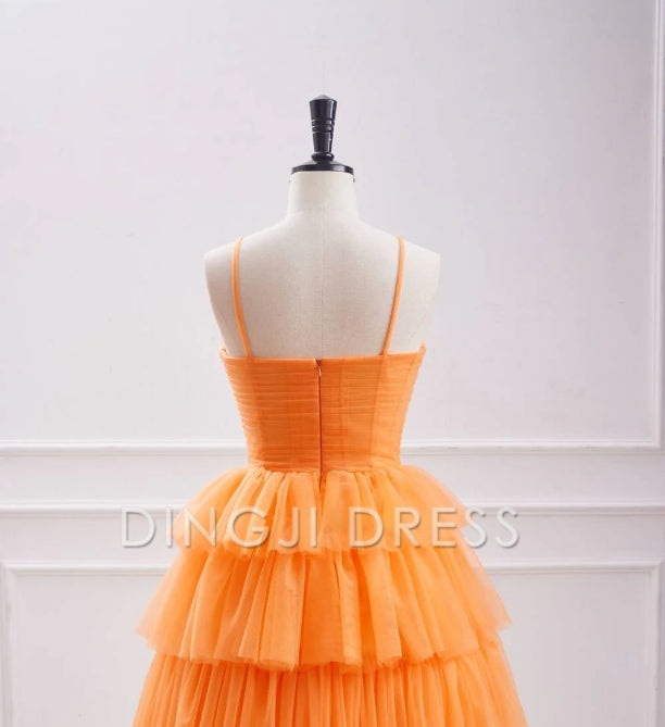 DingJiDress Short Dress A-Line Spaghetti Strap Keyhole Layering Ruffle Charming Hot Sale Homecoming Dress