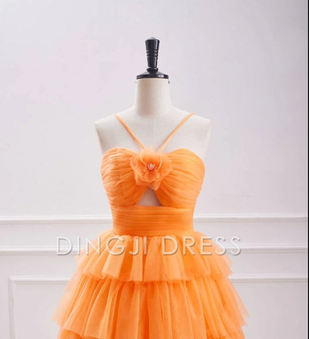 DingJiDress Short Dress A-Line Spaghetti Strap Keyhole Layering Ruffle Charming Hot Sale Homecoming Dress