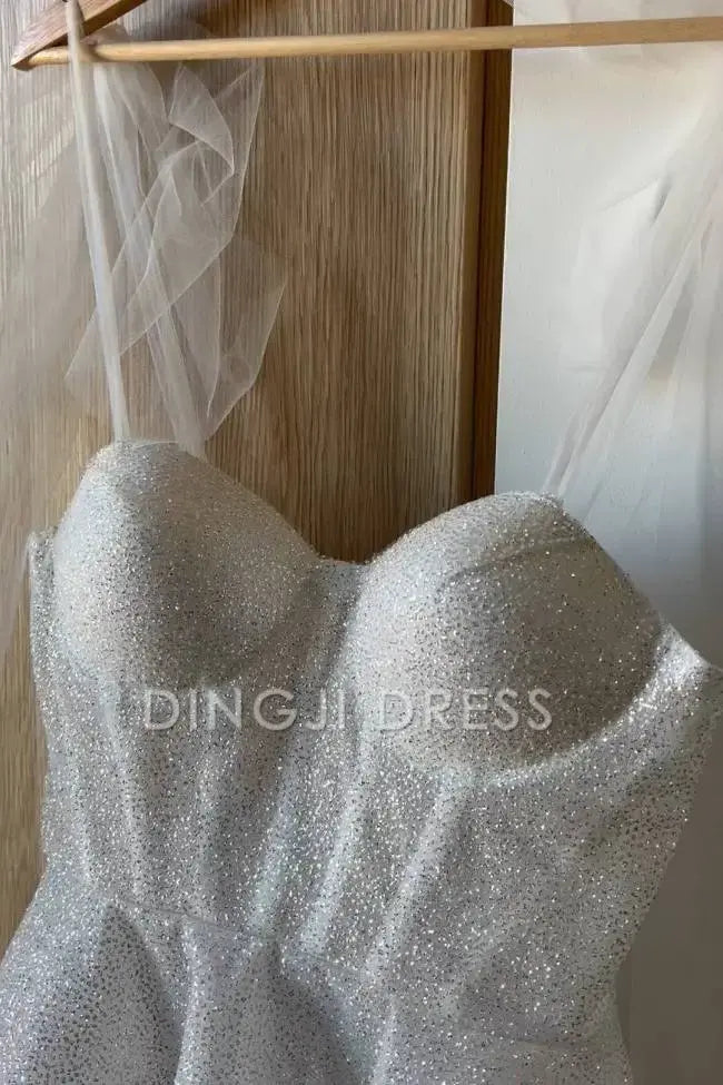 DingJiDress Short Dress A-Line Sweetheart Neckline Tie Shoulder Spraying Backless Sparkle Hot Sale Homecoming Dress