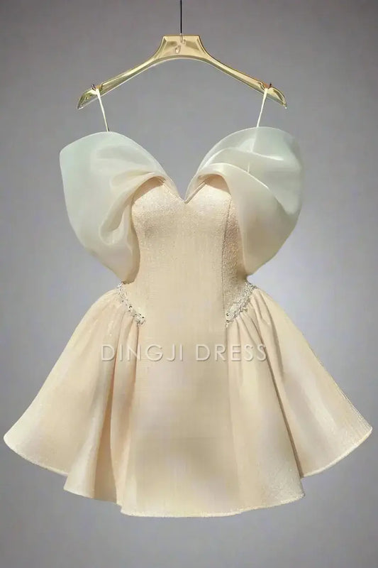 DingJiDress Short Dress Exquisite A-Line V Neck Off The Shoulder Fashion Hot Sale Homecoming Dress