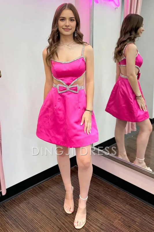 DingJiDress Short Dress Sparkle A-Line Spaghetti Strap Backless Beaded Fashion Hot Sale Homecoming Dress